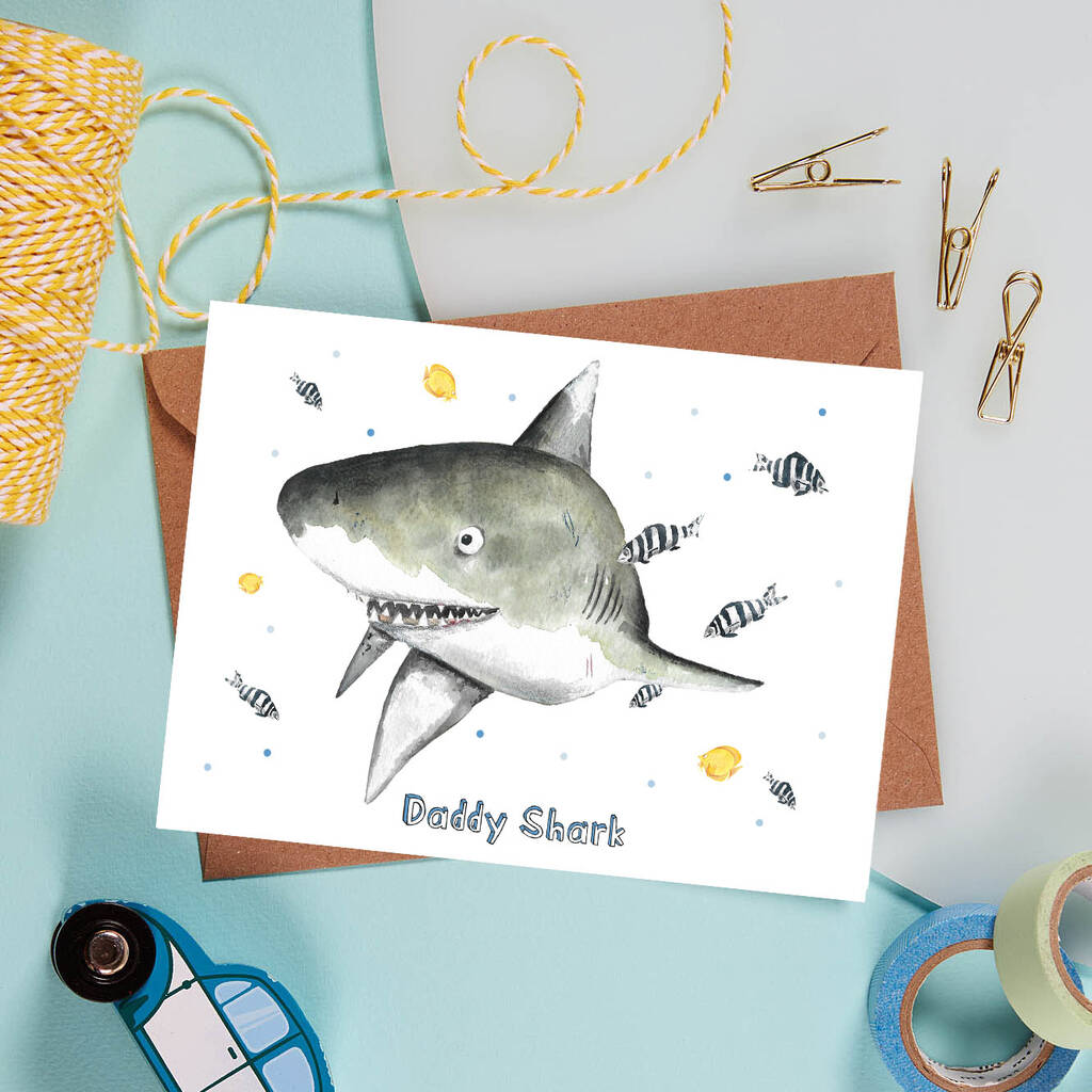 Daddy Shark Card By Awesome Mama Illustration