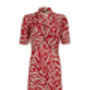 1940s Style Party Dress In Ruby Stork Print Crepe, thumbnail 2 of 3