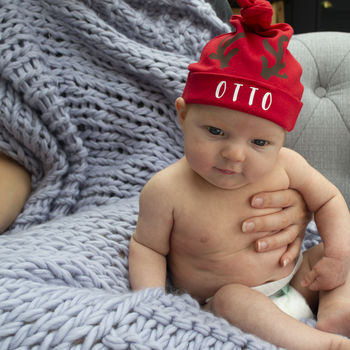 Personalised Christmas Reindeer Baby Hat, 2 of 2
