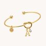Gold Initial And Birthstone Adjustable Knotted Bangle, thumbnail 3 of 7