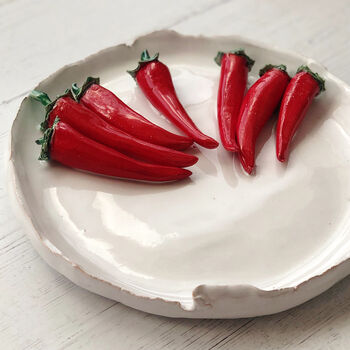 Gifts For Foodies: Seven Handmade Ceramic Chillies Dish, 7 of 7
