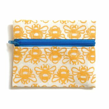 Bee Coin Purse. Yellow. Cotton Pouch. Handmade, 3 of 3