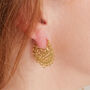 Flat Detailed Gold Filigree Hoop, 18 K Gold Vermeil, thumbnail 5 of 11