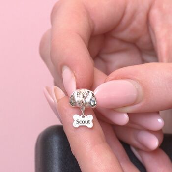 Dachshund Head Silver Charm Bead Personalised, 2 of 5