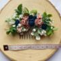 Dusky Pink And Navy Flower Hair Comb, thumbnail 4 of 4