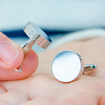 Personalised Secret Message Solid Circle Disc Cufflinks, 2 of 11