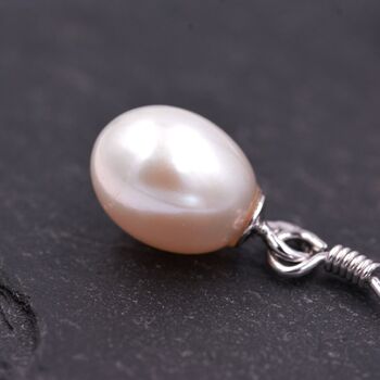 Freshwater Pearl Drop Hook Earrings In Sterling Silver, 8 of 12