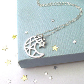 Sterling Silver Geometric Moon Necklace, 10 of 12