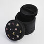 Floral Ditsy Embroidered Black Velvet Jewellery Box, thumbnail 3 of 4