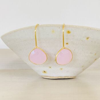 Gold Plated Faceted Pink Teardrop Earrings, 4 of 4