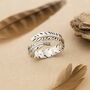 Sterling Silver Adjustable Feather Ring, thumbnail 1 of 8
