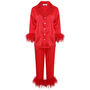 Luxury Red Feather Silky Pyjama Set, thumbnail 6 of 8