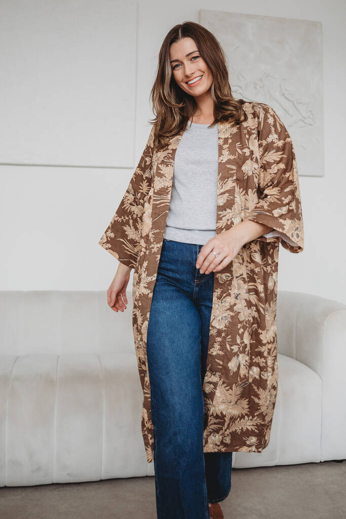 Serendipty Kimono Long Coffee Blossom