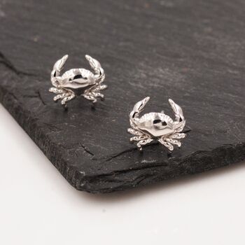 Sterling Silver Crab Stud Earrings, 3 of 12