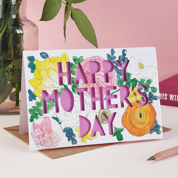 Happy Mother's Day Spring Floral Paper Cut Card, 3 of 5