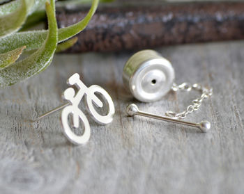 Bicycle Tie Tack In Sterling Silver, 3 of 3