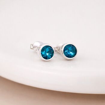 Sterling Silver December Birthstone Stud Earrings – 7mm, 2 of 9