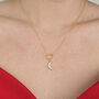 Gold Plated Crescent Moon Pendant Charm Necklace, thumbnail 3 of 4