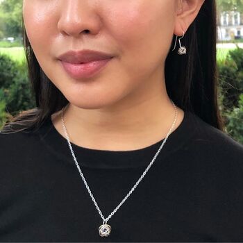 Caged Black Pearl June Birthstone Silver Drop Earrings, 2 of 6