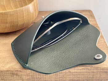 Personalised Racing Green Leather Glasses Case, 6 of 12