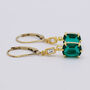 Emerald Green Deco Droplet Leverback Earrings, thumbnail 2 of 4