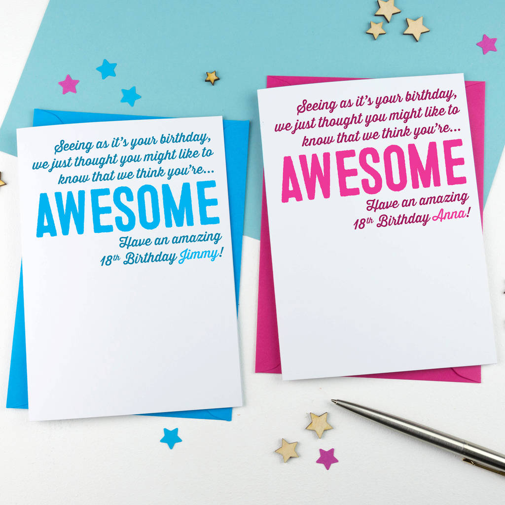 You Are Awesome Birthday Card Personalised By A is for Alphabet ...