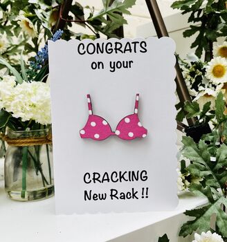 Personalised Funny New Boobs Card Wooden, 5 of 5