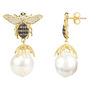 Honey Bee Pearl Drop Earring Gold Plated Silver, thumbnail 3 of 4