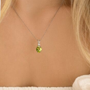 Peridot Pendant Necklace In Sterling Silver And Gold, 7 of 11