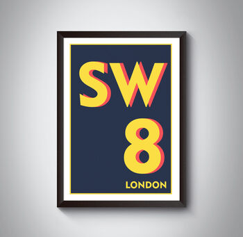 Sw8 Battersea, Stockwell, London Postcode Print, 3 of 8