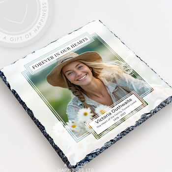 Forever In Our Hearts Personalised Memorial Photo Slate, 2 of 6