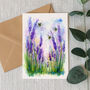 Bee's In The Lavender Greeting Card, thumbnail 1 of 2