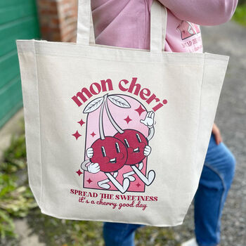 Mon Cheri Cherry Retro Tote Bag, 2 of 2