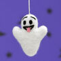 Personalised Felt Ghost Hanging Christmas Decoration, thumbnail 4 of 5