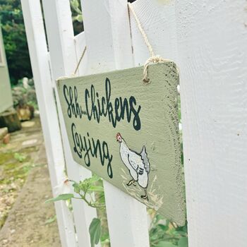 Chickens Laying Wooden Sign Letterbox Friendly, 5 of 6