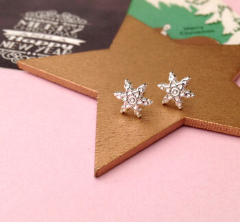 Sterling Silver Snowflake Earrings, 10 of 12