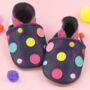 Dotty Fish Navy Spotty Dotty Soft Leather Baby Shoes With Barefoot Soles, thumbnail 5 of 11