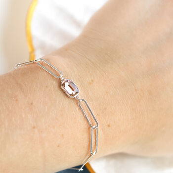 Sterling Silver Paperclip Bracelet With Light Amethyst, 2 of 7