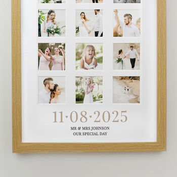 Personalised Special Date Oak Multi Photo Frame Wedding Gift, 3 of 5