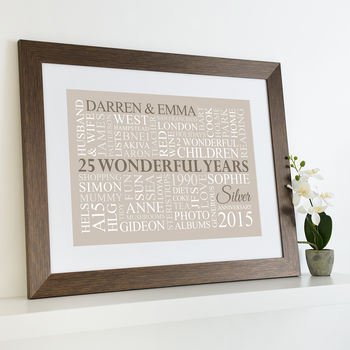 Personalised Silver Anniversary Word Art, 4 of 11