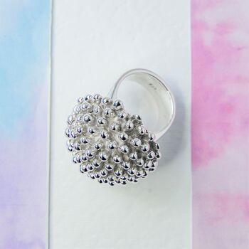 Chunky Sterling Silver Abstract Mushroom Ball Ring, 3 of 10