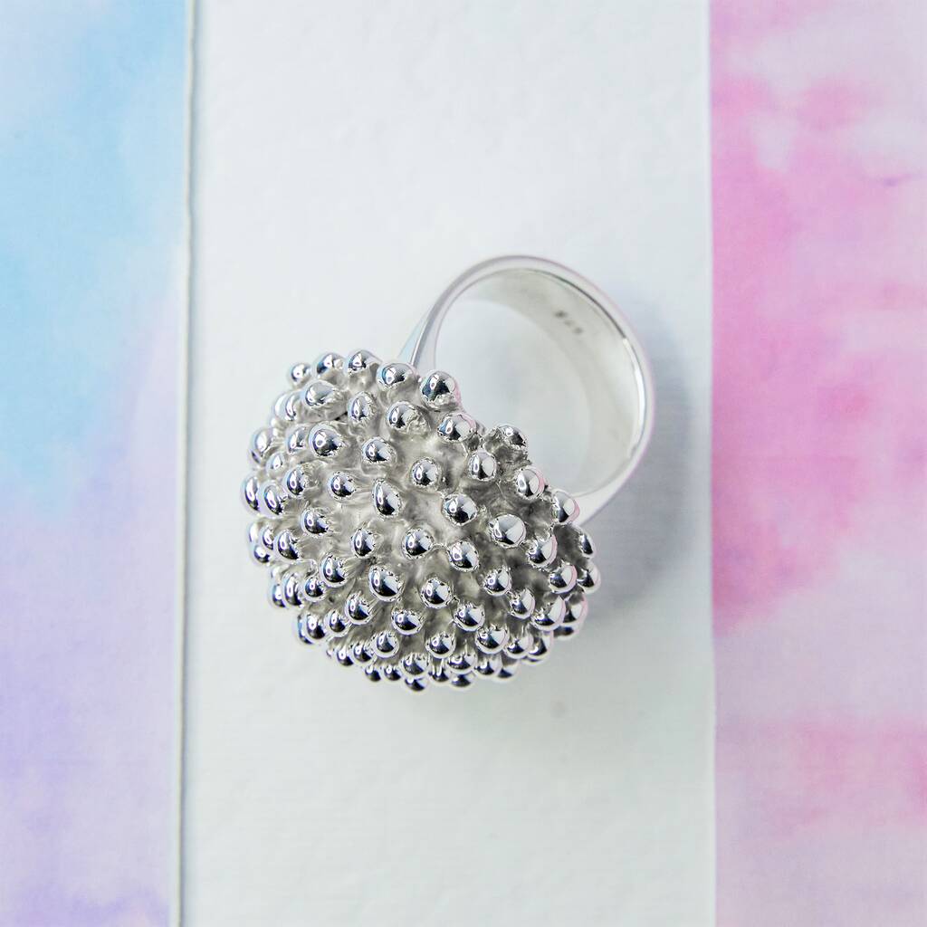 Chunky Sterling Silver Abstract Mushroom Ball Ring By Otis Jaxon