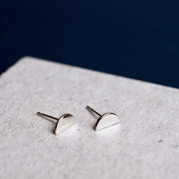Sterling Silver Semi Circle Stud Earrings, 2 of 7