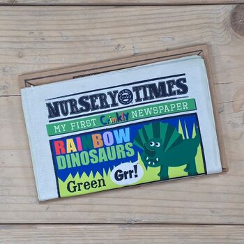 Crinkly Cloth Baby Newspaper Book Rainbow Dinosaurs, 3 of 3