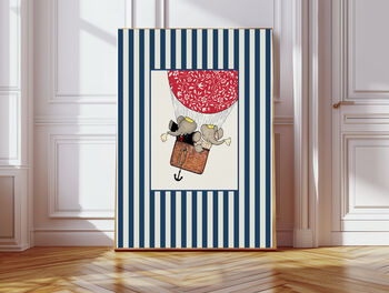 Babar The Elephant Set Of Two Blue Nursery Art Prints, 2 of 3