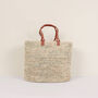Pleated Leather Handle Basket Bag, Terracotta, thumbnail 1 of 5