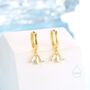 Sterling Silver Aurora Ab Cz Marquise Crown Huggie Hoop Earrings, thumbnail 2 of 10