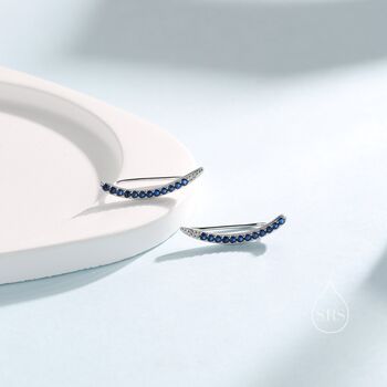 Sapphire Blue Cz Crawler Earrings In Sterling Silver, 6 of 10