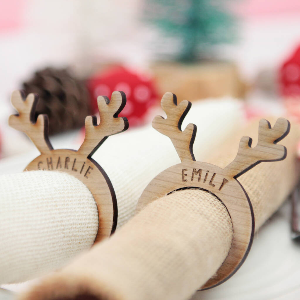 Personalised Christmas Reindeer Napkin Ring, 1 of 2
