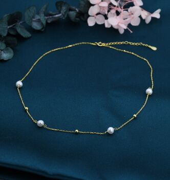 Genuine Pearl Choker Necklace In Sterling Silver, 5 of 12